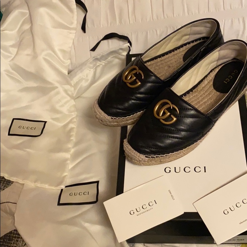 Gucci women Leather espadrille with Double G